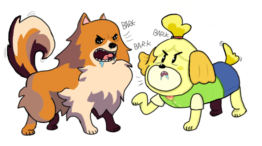 animal_crossing barking canine dog drooling feral isabelle_(animal_crossing) mammal nintendo saliva tailwag unknown_artist video_games