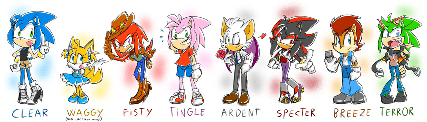 amy_rose bat blue_eyes boots brown_eyes canine clothing crossgender echidna female fingerless_gloves footwear fox gloves green_eyes group hedgehog high_heels knuckles_the_echidna male mammal monotreme red_eyes rouge_the_bat sally_acorn scourge_the_hedgehog shadow_the_hedgehog sonic_(series) sonic_(sonic) thegreatrouge wings
