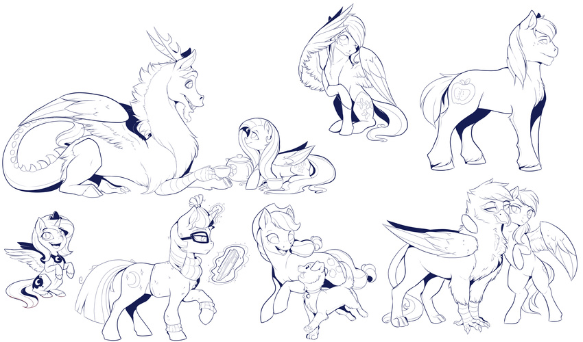 2015 applejack_(mlp) art_dump avian big_macintosh_(mlp) black_and_white canine cowboy_hat cutie_mark discord_(mlp) dog draconequus equine evehly female freckles friendship_is_magic gilda_(mlp) glowing gryphon hat horn horse levitation magic male mammal monochrome moondancer_(mlp) my_little_pony pegasus pony princess_luna_(mlp) rainbow_dash_(mlp) shy sparkles tea_cup tea_pot unicorn winged_unicorn wings winona_(mlp)