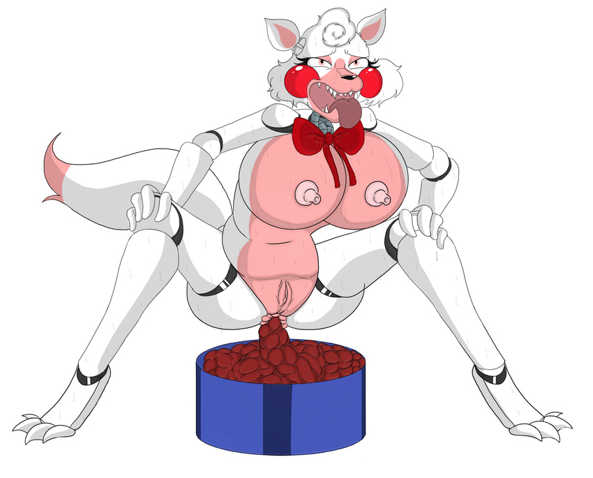 anal animatronic anus blpanda box breasts butt canine cute feces female five_nights_at_freddy's five_nights_at_freddy's_2 fox gift machine mammal mangle_(fnaf) nipples pooping ribbons robot scat sweat video_games