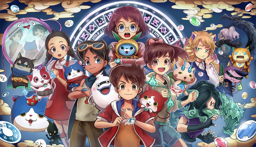 5boys :3 :t abbreviated_karakusa amano_keita amano_yukiko_(youkai_watch) animal_ears belt blue_cape blue_eyes blush braid brown_eyes brown_hair buchinyan bunny_ears candy_bar cape cat chocoboo cucumber darknyan dekanyan dress eating everyone fangs fingerless_gloves fox_ears fox_tail fumiaki_(youkai_watch) furoshiki fuyunyan ghost glasses gloves golnyan green_eyes green_hair hair_over_one_eye heart helmet high_ponytail jacket japanese_clothes jibanyan kageorochi keizou kemonomimi_mode kodama_fumika kodama_mariko komasan kyuntama kyuubi kyuubi_(youkai_watch) long_hair looking_back mirror misora_inaho momozono_rilulu monster_boy multiple_boys multiple_girls multiple_tails notched_ear object_namesake open_clothes open_jacket open_mouth orochi_(youkai_watch) pendant_watch personification pompadour pun purple_lips red_cape red_dress red_eyes rivets robot scar scar_across_eye short_hair shorts sleeveless smoke spacesuit sunglasses sweater_vest tail tokkoufuku tongue tongue_out twin_braids two_tails ungaikyou_(youkai_watch) usapyon warunyan watch whisper_(youkai_watch) yellow_eyes youkai youkai_guts_k youkai_medal youkai_watch youkai_watch_(object) youkai_watch_2 youkai_watch_3 youkai_watch_u_prototype youkai_watch_zero-shiki