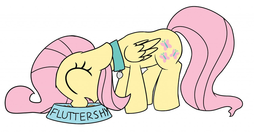 2015 bowl collar eating equine female fluttershy_(mlp) friendship_is_magic hair mammal my_little_pony pegasus petplay pink_hair roleplay skitterpone solo wings