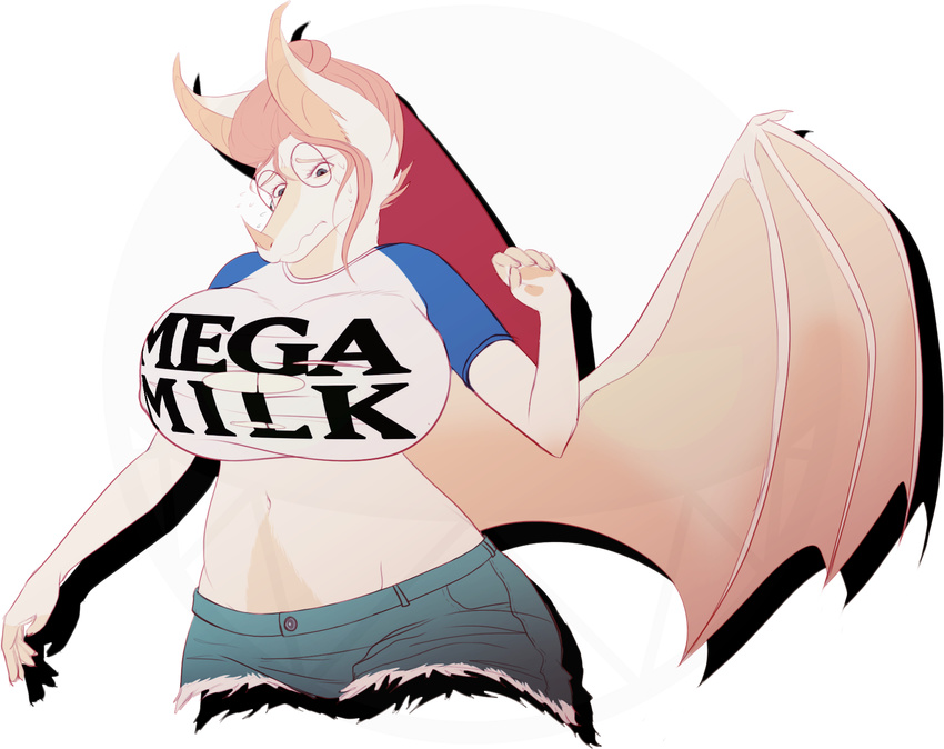 bat big_breasts big_ears breasts clothed clothing crop_top eyewear female glasses gwen leaf_nose mammal mega_milk necrosquelch nervous shirt shorts sketch solo stretched_clothes sweat tearing_clothes torn_clothing voluptuous watermark wide_hips worried