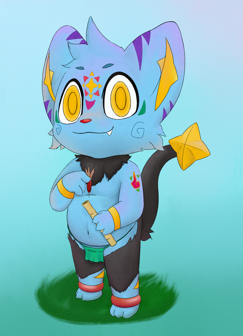 anthro charmandrigo chubby clothing cub dart female koliora loincloth markings nintendo pok&eacute;mon shinx tribal video_games young