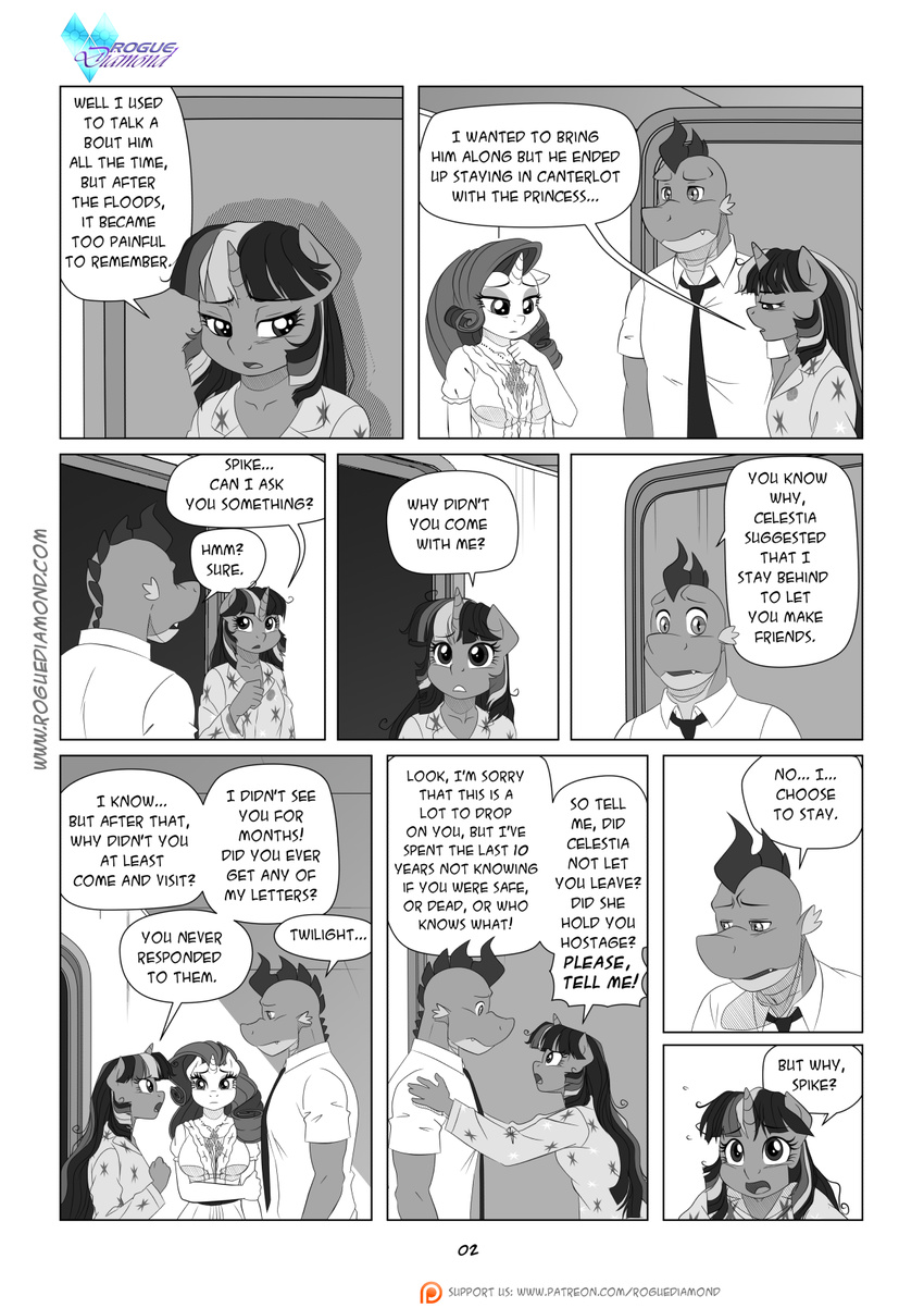 anthro anthrofied arthropod bed_head black_and_white breasts clothing comic crying disheveled_hair dragon equine female fly friendship_is_magic group hair horn insect male mammal messy_hair monochrome my_little_pony pajamas pia-sama rarity_(mlp) shocked slippers slit_pupils spike_(mlp) stained_clothing surprise tears twilight_sparkle_(mlp) unicorn