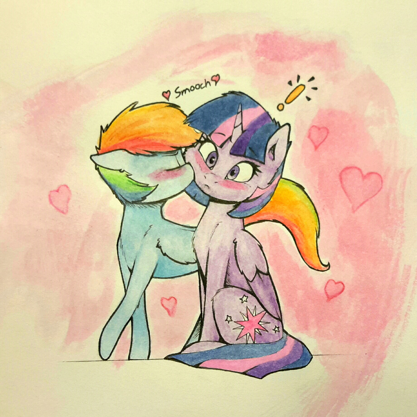 ! &lt;3 2015 blush boop captainpudgemuffin couple cute duo equine female female/female feral friendship_is_magic horn horse mammal my_little_pony pegasus pony rainbow_dash_(mlp) smile text twilight_sparkle_(mlp) winged_unicorn wings