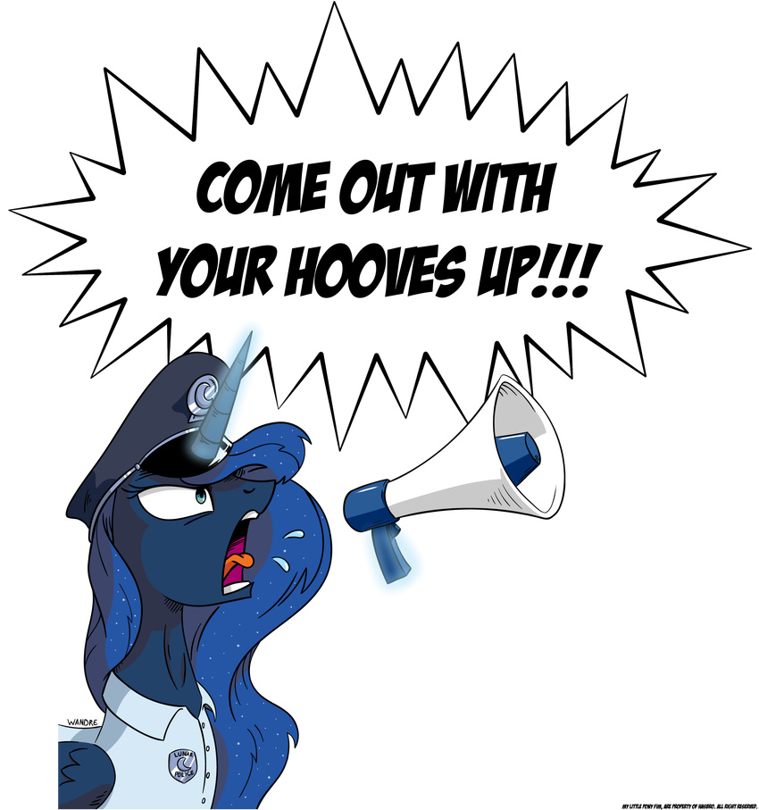 alpha_channel angry english_text equine female feral friendship_is_magic horn mammal my_little_pony police princess_luna_(mlp) solo text wandrevieira1994 winged_unicorn wings
