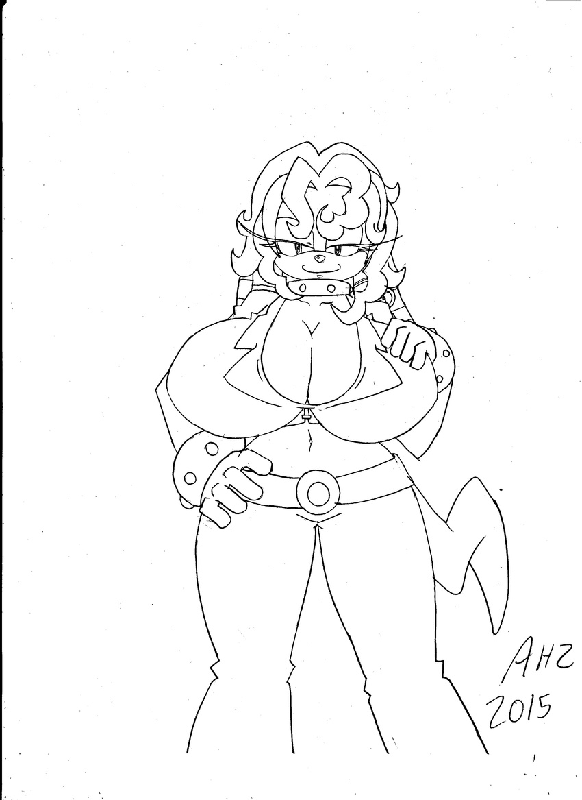 2015 anthro big_breasts breasts cleavage clothed clothing dreamcastzx echidna female huge_breasts lien-da looking_at_viewer mammal monotreme smile solo sonic_(series)