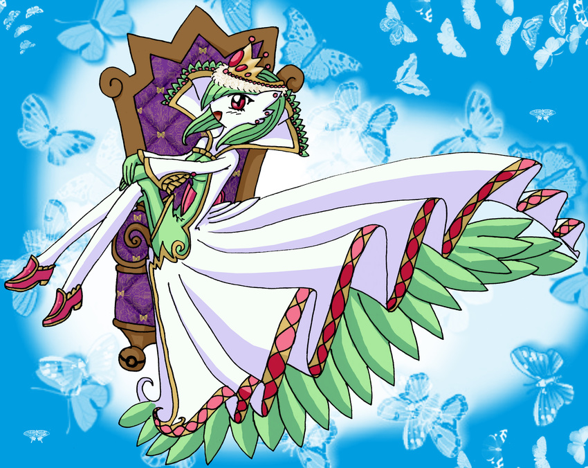 absurdres fantastmic_(artist) gardevoir happy highres pokemon princess queen trone