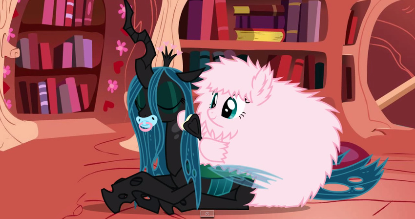 brush changeling crown equine eyes_closed fan_character female fluffle_puff friendship_is_magic hair horn mammal mixermike622 my_little_pony pacifier queen_chrysalis_(mlp) relaxing royalty wings