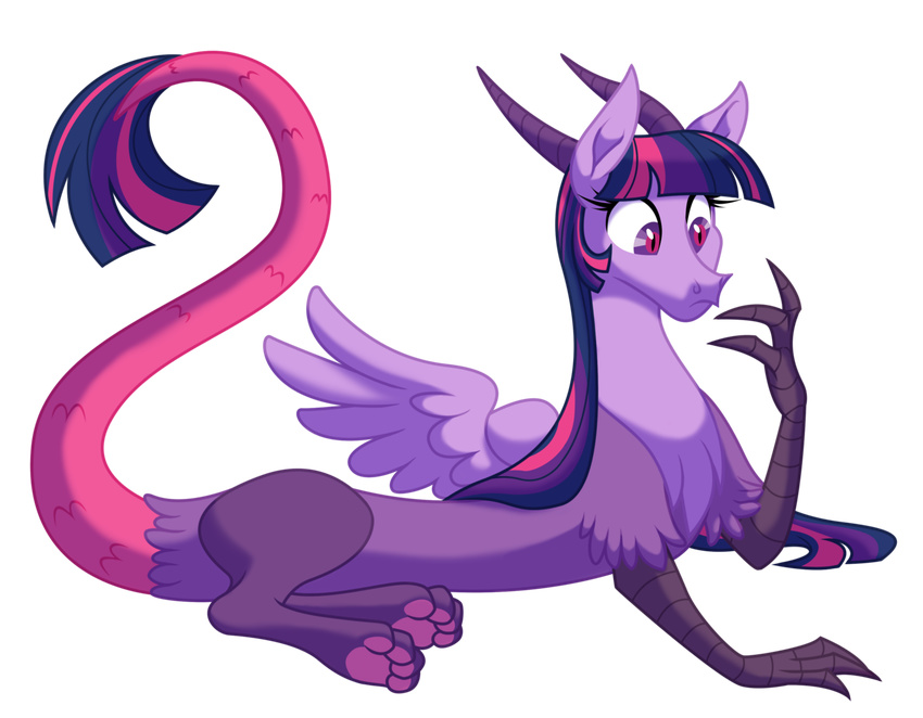 2015 alpha_channel draconequus female friendship_is_magic hair horn lopoddity lying my_little_pony purple_eyes purple_hair simple_background slit_pupils solo talons transformation transparent_background twilight_sparkle_(mlp) wings