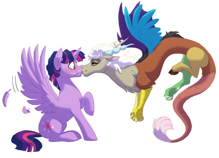 2015 alpha_channel antlers blush couple crossgender cutie_mark discord_(mlp) draconequus duo equine eris_(mlp) female friendship_is_magic hair horn kissing lopoddity male mammal my_little_pony purple_eyes purple_hair simple_background sitting transparent_background twilight_sparkle_(mlp) white_hair wing_boner winged_unicorn wings