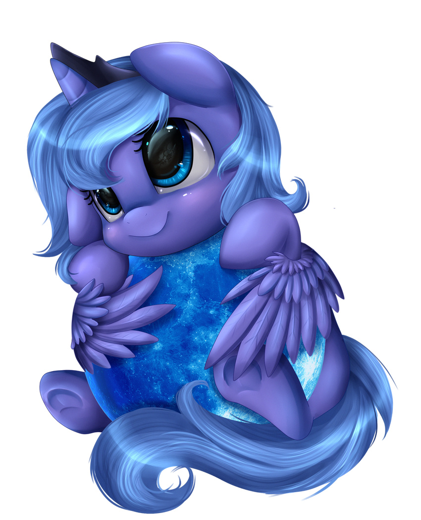 2015 cute equine female feral friendship_is_magic horn mammal my_little_pony pridark princess_luna_(mlp) smile solo winged_unicorn wings young