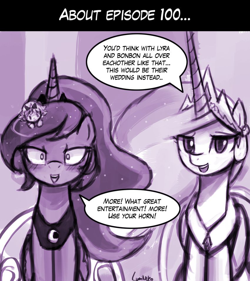 dream_luna equine female friendship_is_magic horn horse implied lumineko luna mammal my_little_pony neko_heart pony princess_celestia_(mlp) princess_luna_(mlp) winged_unicorn wings