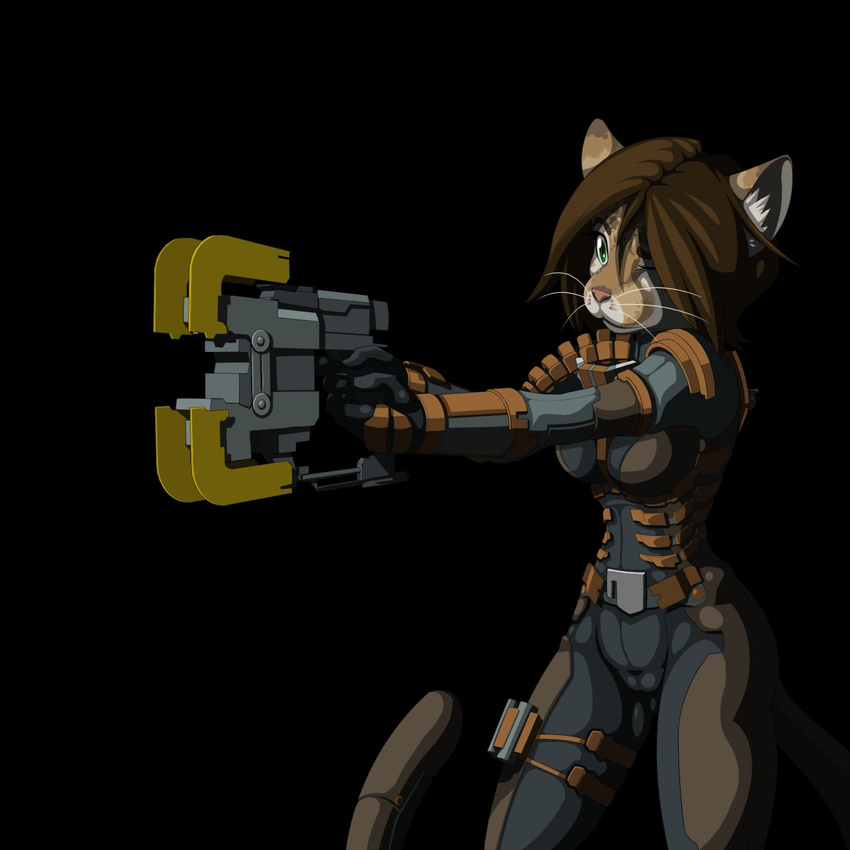 brown_hair cat dead_space feline female green_eyes hair limebreaker mammal plasma_cutter solo video_games weapon whiskers