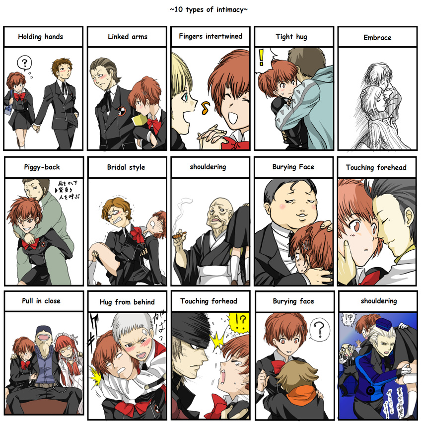 6+boys amada_ken andre_roland_jean_gerard angry aragaki_shinjirou blush chart female_protagonist_(persona_3) hard_translated highres hiraga_keisuke hug igor iori_junpei kamiki_akinari miyamoto_kazushi mochizuki_ryouji multiple_boys multiple_girls persona persona_3 persona_3_portable sanada_akihiko self_upload teodor tomochika_kenji translated yoshino_chidori you_gonna_get_raped