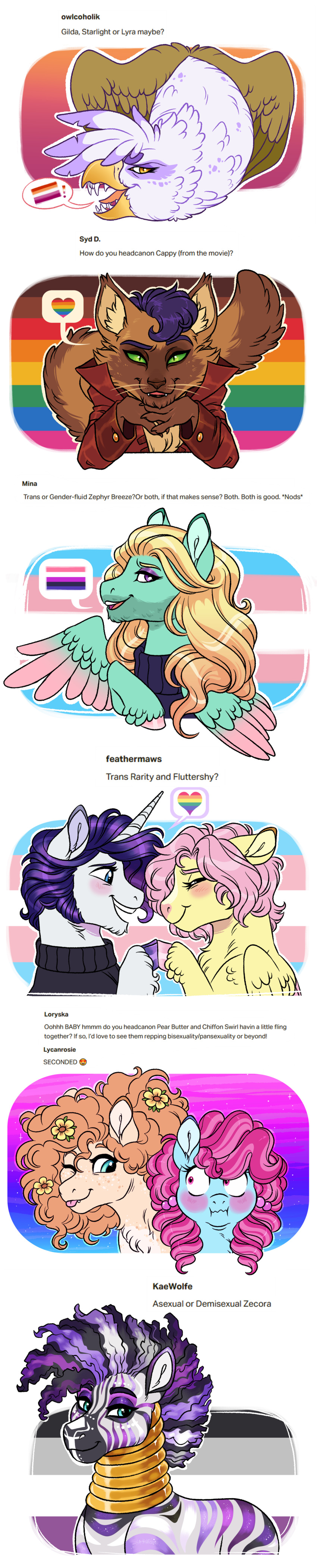 2021 absurd_res anthro asexual_pride_colors avian beak beard bisexual_pride_colors black_hair blonde_hair brown_body brown_fur capper_dapperpaws claws clothing coat crossgender domestic_cat duo equid equine facial_hair felid feline felis female female/female feral fluttershy_(mlp) friendship_is_magic ftm_crossgender fur genderfluid_pride_colors gilda_(mlp) girly green_eyes gryphon hair hasbro hi_res horn lgbt_pride long_image lopoddity male male/male mammal mrs._cake_(mlp) multiple_images my_little_pony my_little_pony:_the_movie_(2017) mythological_avian mythological_creature mythological_equine mythology nonbinary_(lore) open_mouth orange_lesbian_pride_colors pandoraverse_(lopoddity) pear_butter_(mlp) pegasus philadelphia_rainbow_pride_colors pink_hair pride_colors purple_hair rarity_(mlp) red_clothing red_coat red_topwear sharp_teeth short_hair six-stripe_rainbow_pride_colors solo striped_body striped_fur stripes tail tall_image teeth topwear trans_(lore) trans_man_(lore) transgender_pride_colors unicorn wings yellow_eyes zebra zecora_(mlp) zephyr_breeze_(mlp)