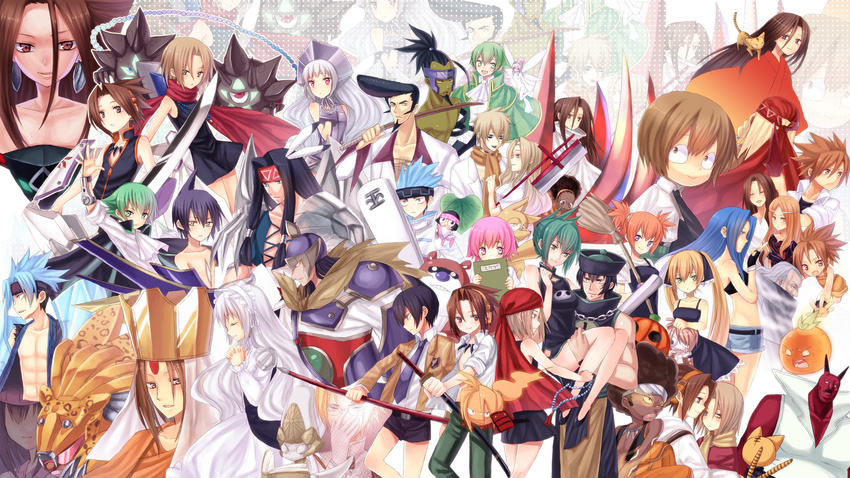 6+girls alumi_niumbirch amidamaru asakura_hana asakura_hao asakura_you bandana blonde_hair blue_hair brown_eyes china_dress chinese_clothes chocolove damuko dress eliza_(shaman_king) everyone fairy green_hair hairband highres iron_maiden_jeanne johann_faust_viii kanna_bismarch kororo kyouyama_anna lee_bailong long_hair lyserg_diethel marco_lasso marion_phauna matamune matilda_matisse midorikawa_you morphine multiple_boys multiple_girls oyamada_manta pink_hair red_eyes sati_saigan shaman_king short_hair silva_(shaman_king) silver_hair spoilers tamamura_tamao tao_jun tao_ren tokagerou umemiya_ryuunosuke usui_horokeu zombie