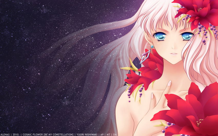 blue_eyes flowers macross_frontier pink_hair sheryl_nome stars