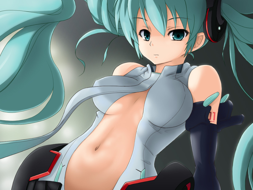 abs aqua_eyes aqua_hair big_breasts breasts cleavage hatsune_miku hatsune_miku_(append) large_breasts mameshiba mameshiba_(artist) mameshibasan miku_append nipples toned vocaloid vocaloid_append