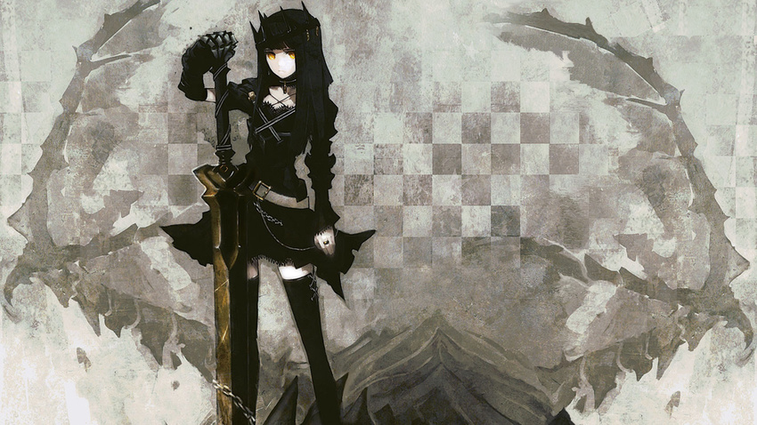 black_rock_shooter dragon_slayer sword weapon yellow_eyes