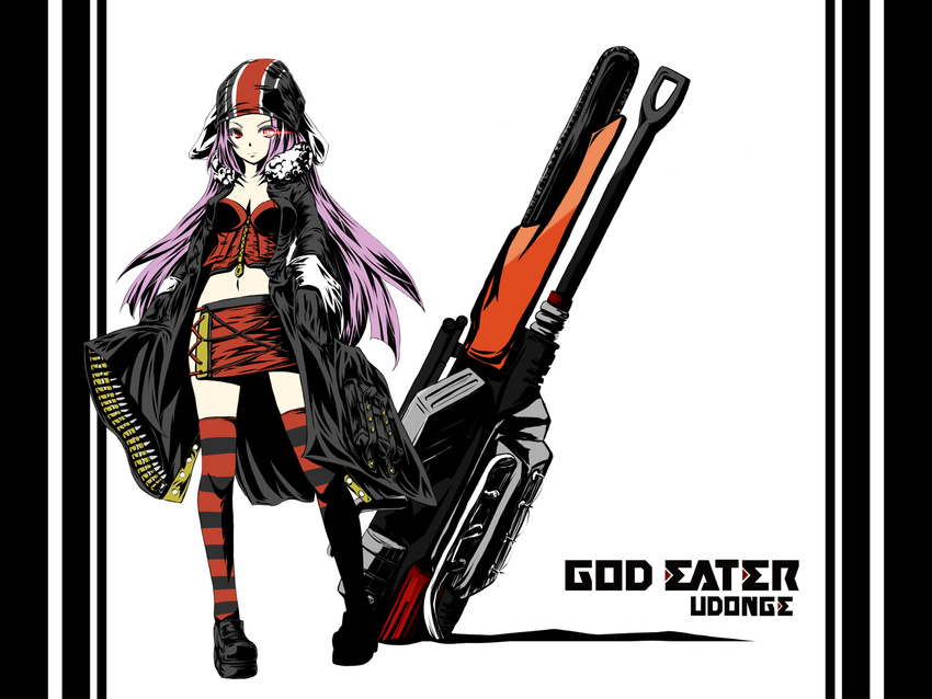 alternate_costume animal_ears bad_id bad_pixiv_id bunny_ears god_eater god_eater_burst hat highres long_hair purple_hair r0g0b0 red_eyes reisen_udongein_inaba solo thighhighs touhou