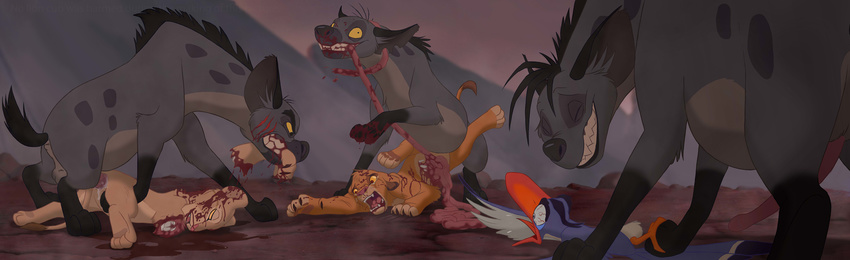 balls banzai blood dear_god death disemboweling disney ed_(the_lion_king) female forced gore hard_vore hyena male mammal nala necrophilia rape ruined_childhood sex shenzi simba size_difference spots tears the_lion_king violence vore young zazu