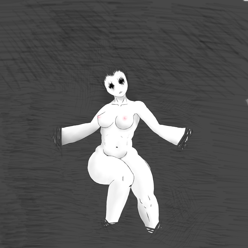 2015 areola big_breasts breasts chubby female ghost grey_hair hair looking_at_viewer nightmare_fuel nipples not_furry nude orangevanim overweight solo spirit thick_thights wide_hips