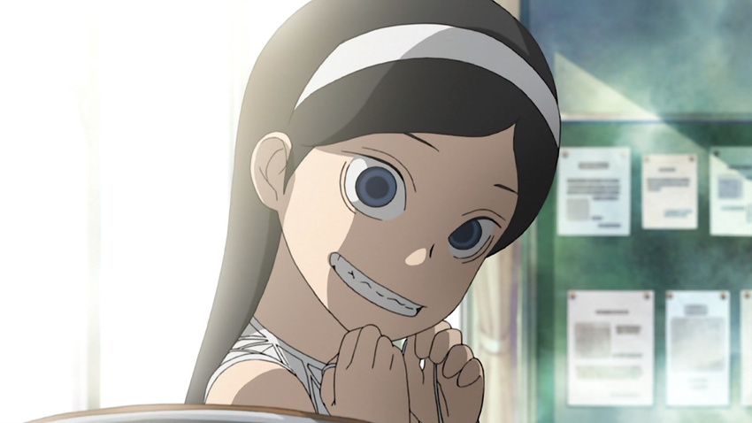 1girl black_hair female kumashiro_maya long_hair looking_at_viewer screencap seikimatsu_occult_gakuin smile solo