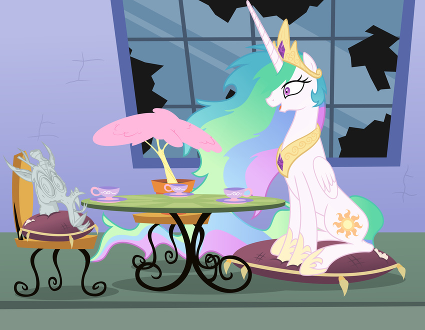 2015 absurd_res discord_(mlp) equine female feral friendship_is_magic hi_res horn insane magister39 male mammal my_little_pony princess_celestia_(mlp) winged_unicorn wings