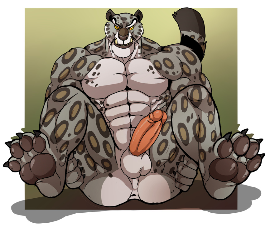 anus arody balls biceps big_muscles claws erection fangs feline humanoid_penis kung_fu_panda leopard male mammal muscular orange_eyes pecs penis snow_leopard solo spread_legs spreading tai_lung whiskers yellow_sclera