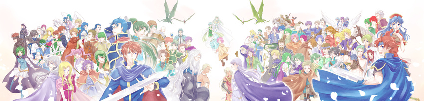 6+girls alen_(fire_emblem) astore athos_(fire_emblem) bartre bath_(fire_emblem) beard blue_eyes blue_hair bors_(fire_emblem) braid brown_hair canas chad_(fire_emblem) character_request clarine dart_(fire_emblem) dayan dieck dorcas_(fire_emblem) douglas_(fire_emblem) dragon echidna_(fire_emblem) erk_(fire_emblem) everyone facial_hair farina_(fire_emblem) fiora fire_emblem fire_emblem:_fuuin_no_tsurugi fire_emblem:_rekka_no_ken florina garret geese geitz_(fire_emblem) gonzalez green_eyes guy_(fire_emblem) hat hawkeye_(fire_emblem) headband heath highres horse jaffar_(fire_emblem) jodel kaboplus_ko kent_(fire_emblem) klein_(fire_emblem) lalum lance_(fire_emblem) legault long_hair long_image lot_(fire_emblem) lowen_(fire_emblem) mamkute marcus_(fire_emblem) merlinus_(fire_emblem) multiple_boys multiple_girls nils nimue noah_(fire_emblem) ogier oswin_(fire_emblem) pent perceval profile purple_eyes purple_hair rath raven_(fire_emblem) red_eyes red_hair renault_(fire_emblem) riding roy_(fire_emblem) saul_(fire_emblem) shin_(fire_emblem) short_hair silver_hair sword trec vaida wade_(fire_emblem) wallace_(fire_emblem) weapon white_hair wide_image wil_(fire_emblem) wolt zealot_(fire_emblem) zeiss