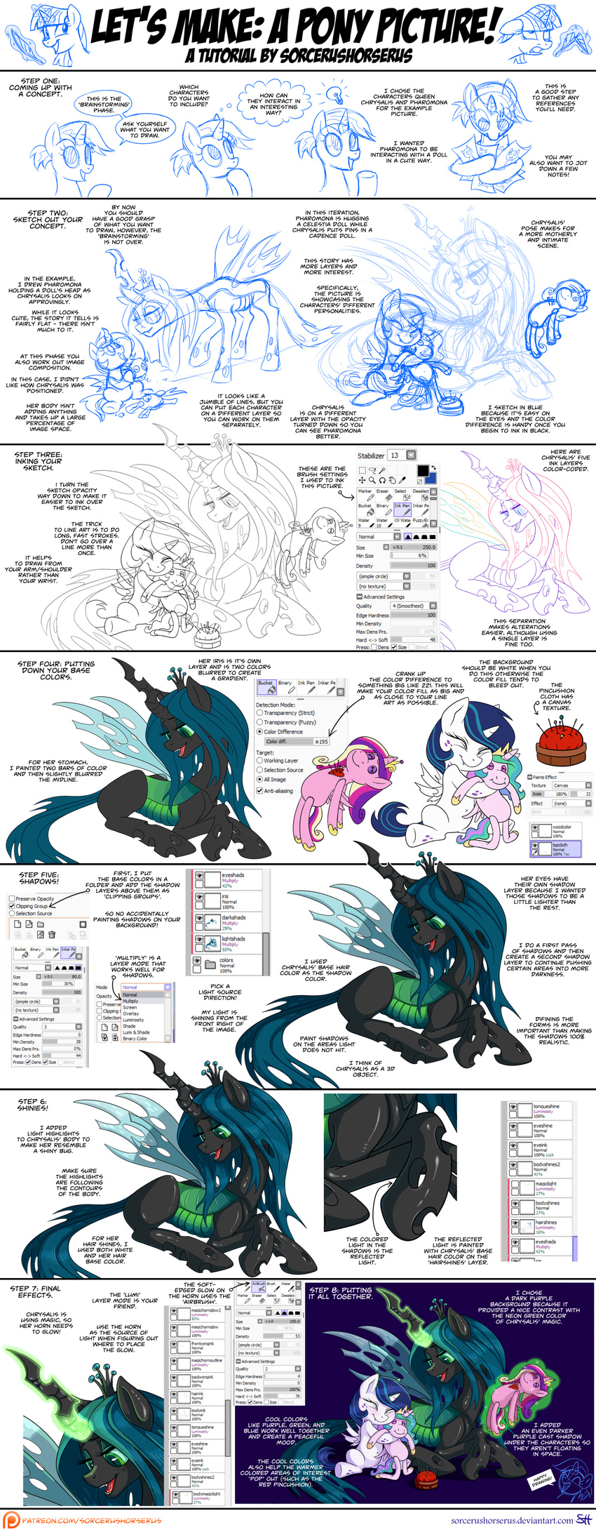 2015 changeling comic dialogue english_text equine fan_character fangs female friendship_is_magic glowing green_hair hair holes horn how-to hug magic mammal my_little_pony plushie queen_chrysalis_(mlp) sharp_teeth slit_pupils sorcerushorserus teeth text twilight_sparkle_(mlp) unicorn voodoo wings