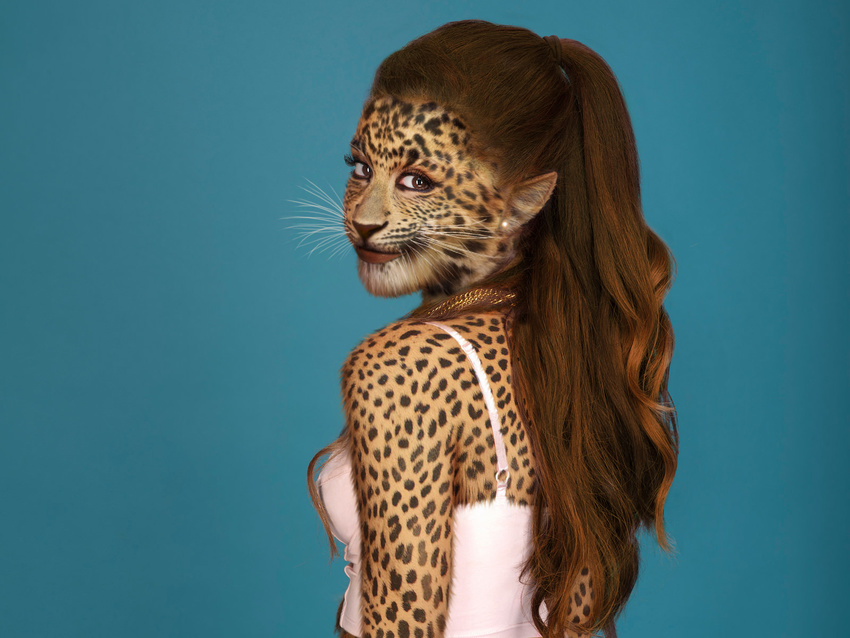 arianagrande cat edit feline female leopard mammal odysseusut photo_manipulation photomorph