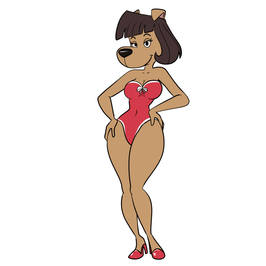 brown_hair canine cleavage clothed clothing dog female form_fitting hair looking_at_viewer mammal mcgruff_the_crime_dog miss_terrie solo vector