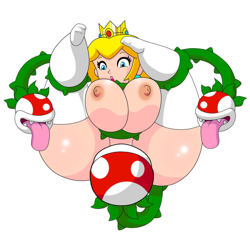 2015 absurd_res alpha_channel areola big_breasts breasts captured erect_nipples female hi_res huge_breasts human mammal mario_bros nintendo nipples nude phiranah_plant plant princess_peach thegeckodemon video_games