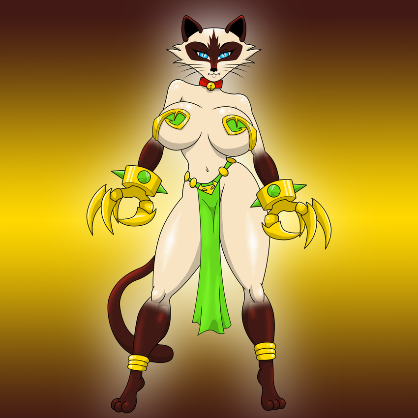 2015 anthro big_breasts breasts cat cleavage clothed clothing feline female huge_breasts mammal navel skimpy solo thegeckodemon
