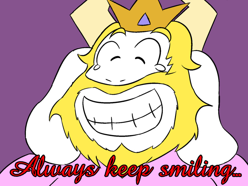 2015 anthro asgore_dreemurr beard caprine crown facial_hair goat horn long_ears mammal smile thunderfap undertale video_games