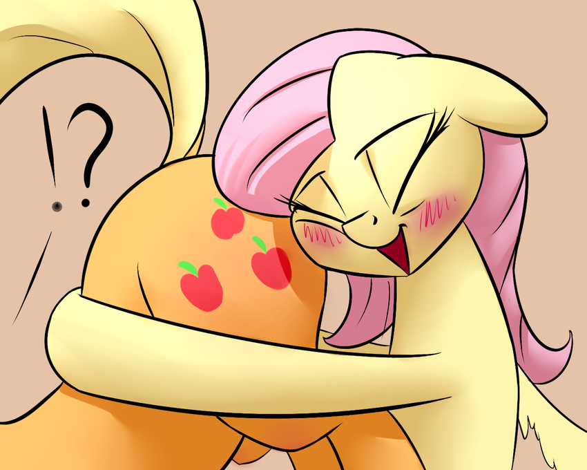 ?! applejack_(mlp) butt earth_pony equine female feral fluttershy_(mlp) friendship_is_magic horse hug mammal my_little_pony pegasus pony underpable wings