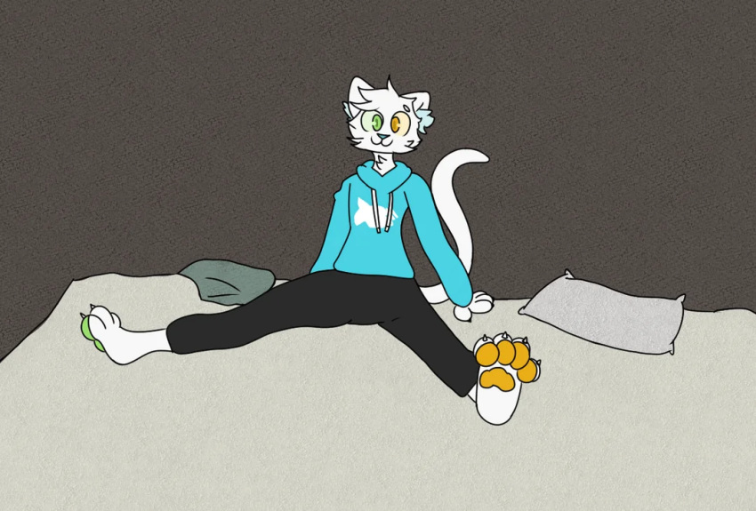 ambiguous_gender anthro bed digitalkatten feet furniture microsoft minecraft mojang mysticat_(youtuber) paws solo xbox_game_studios youtuber