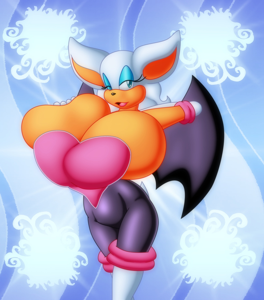bat big_breasts breasts chaossabre cleavage clothed clothing female huge_breasts looking_at_viewer mammal one_eye_closed rouge_the_bat solo sonic_(series) wink