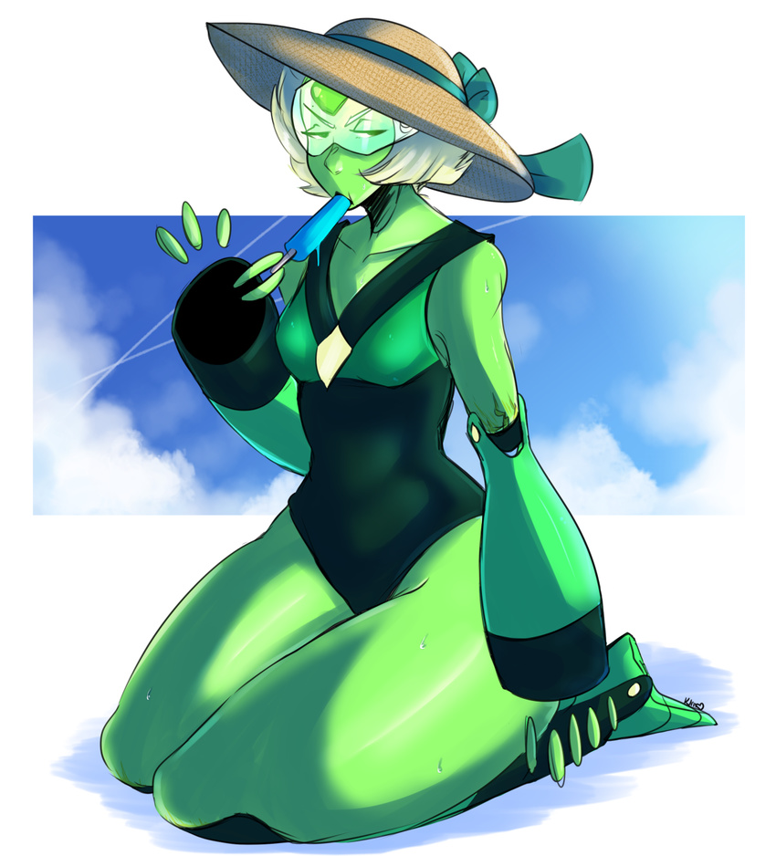 2015 alien chikkbug clothed clothing female gem_(species) green_skin peridot_(steven_universe) queenchikkbug solo steven_universe thick_thighs wide_hips