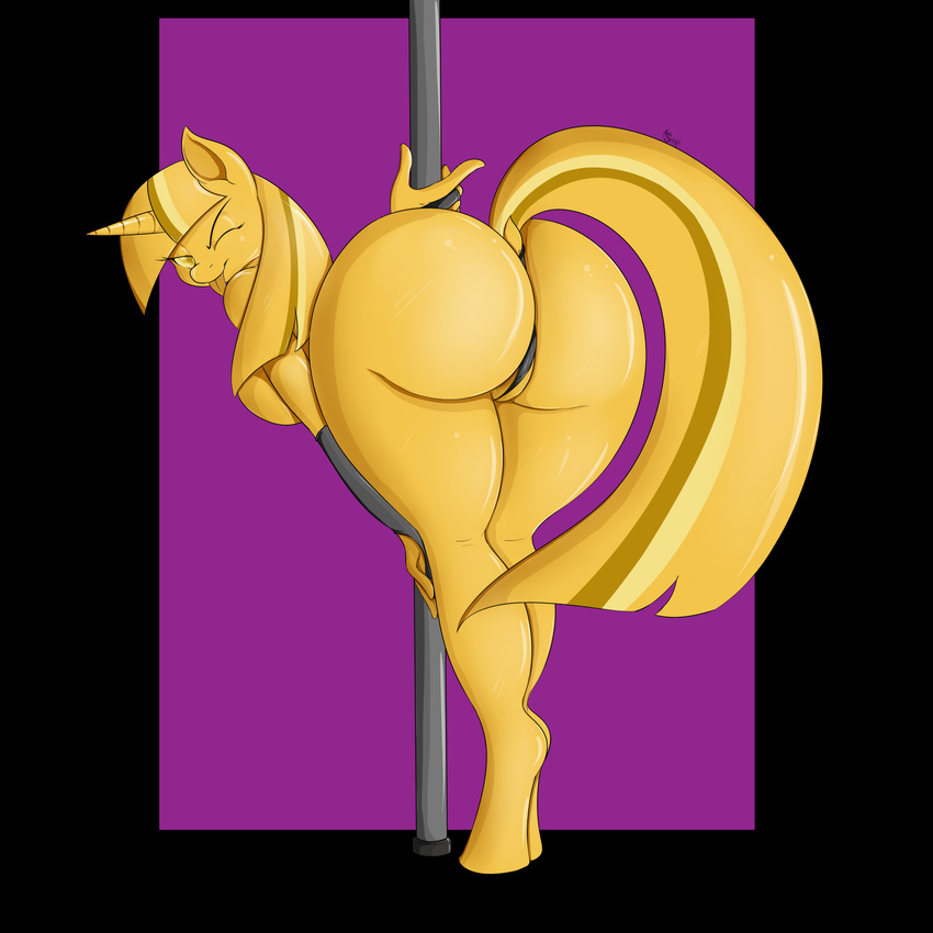 2015 anthro anthrofied bent_over big_butt breasts butt dock equine female friendship_is_magic hair hi_res horn looking_at_viewer mammal my_little_pony one_eye_closed presenting presenting_hindquarters solo suirano tongue tongue_out twilight_scepter_(mlp) unicorn