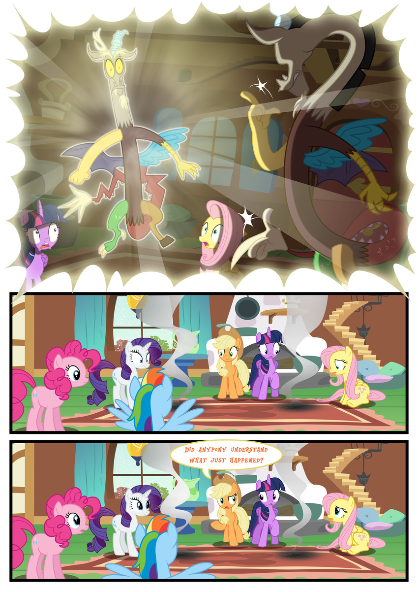 2014 applejack_(mlp) comic dialogue discord_(mlp) draconequus english_text equine female fluttershy_(mlp) friendship_is_magic horn horse luke262 male mammal my_little_pony pegasus pinkie_pie_(mlp) pony rainbow_dash_(mlp) rarity_(mlp) teleport text twilight_sparkle_(mlp) unicorn winged_unicorn wings