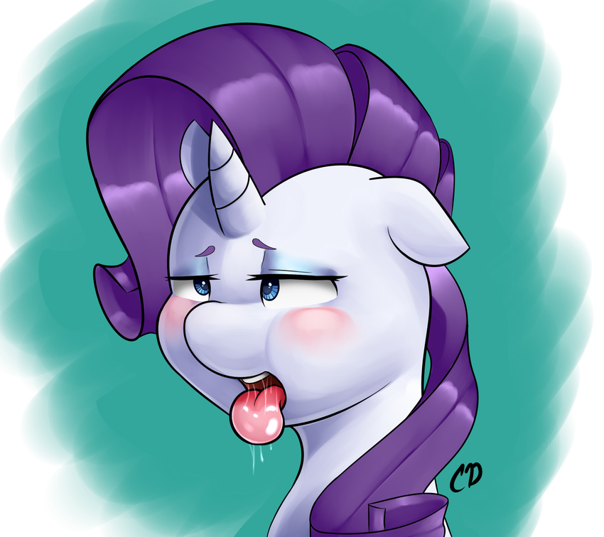 2015 blush drooling equine eyeshadow female friendship_is_magic hair hi_res horn long_hair looking_at_viewer makeup mammal my_little_pony open_mouth purple_hair rarity_(mlp) saliva solo stingray970 tongue tongue_out unicorn