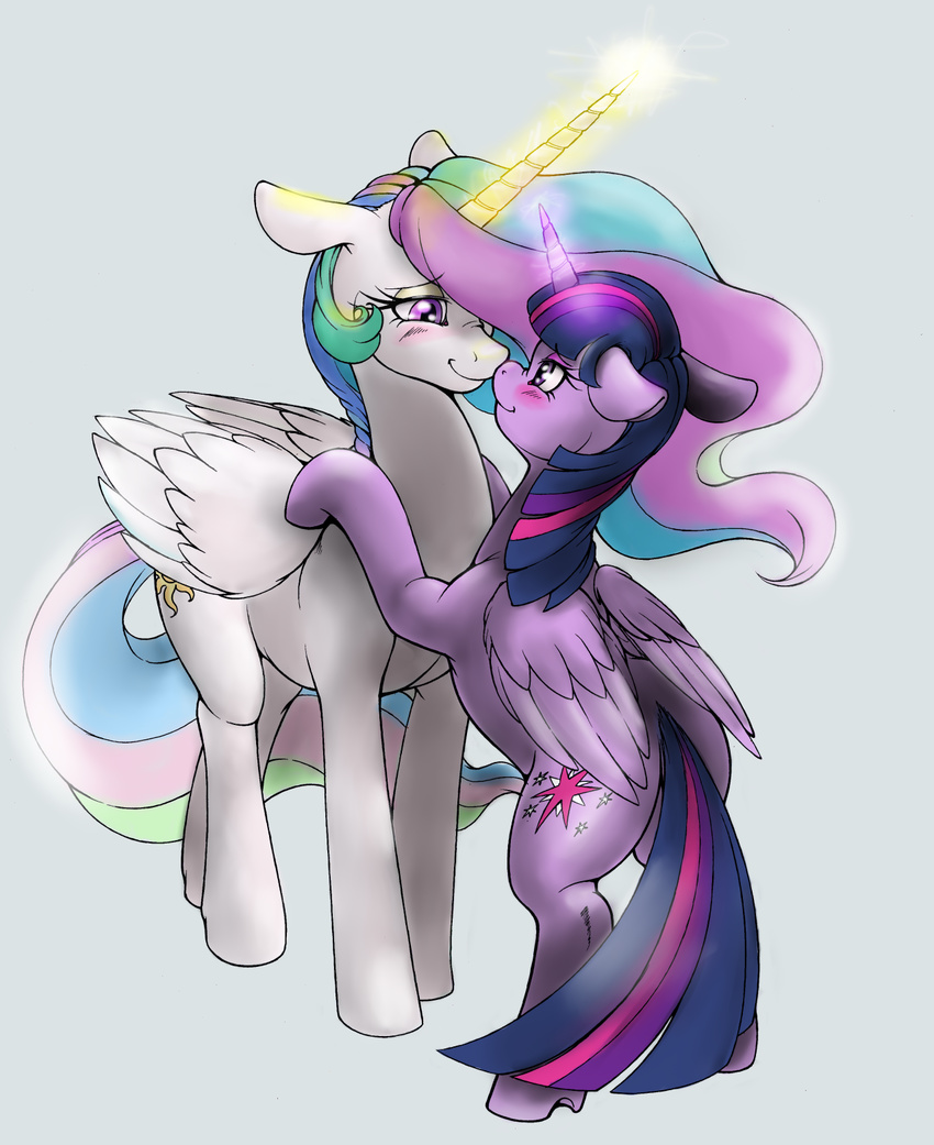 2015 cute duo equine eye_contact female feral friendship_is_magic horn longinius mammal my_little_pony princess_celestia_(mlp) smile twilight_sparkle_(mlp) winged_unicorn wings