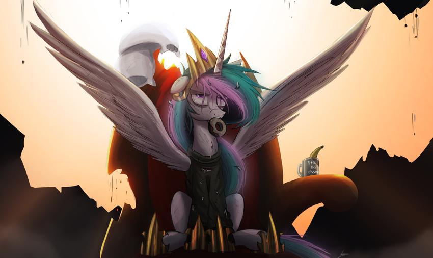 2015 equine female feral friendship_is_magic horn mammal my_little_pony ncmares princess_celestia_(mlp) solo winged_unicorn wings