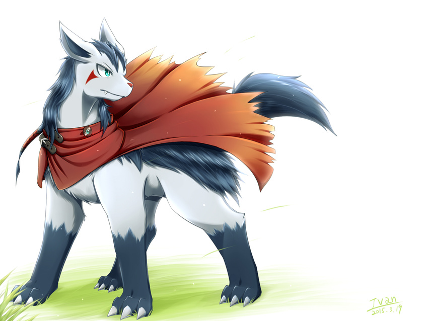 artist_name clothed_pokemon dated gen_3_pokemon highres ivan_(ffxazq) looking_back mightyena no_humans pokemon pokemon_(creature) simple_background solo white_background