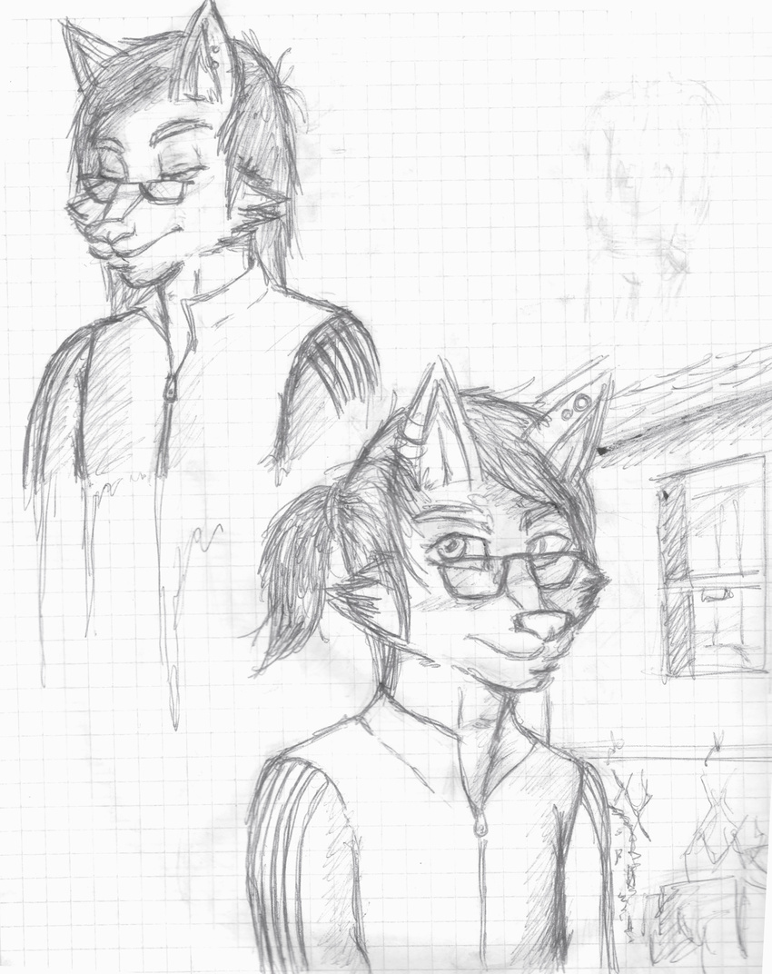 clothed clothing dark desing eyewear fan_character glasses lewysmcdonald's sketch solo standing traditionalart