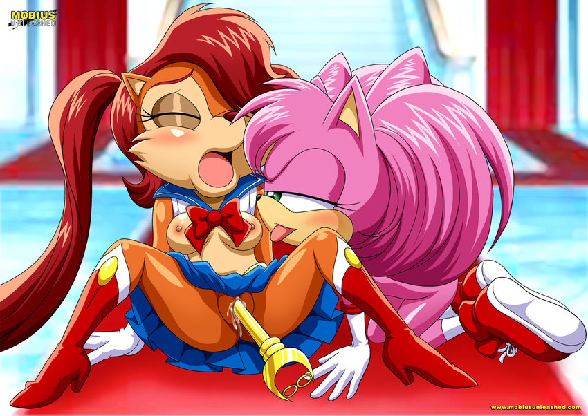 breasts chilbi_rose cum masturbation mobius_unleashed mobuis_unleashed palcomix pussy sally_acorn sally_moon smile sonic_(series)